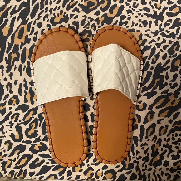 SHEIN Shoes - SHEIN quilted white slide sandals